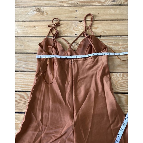 NWT Urban Outfitters Silky Bustier Tank Dress Size Medium Rust Brown MSRP $49 - Picture 8 of 8